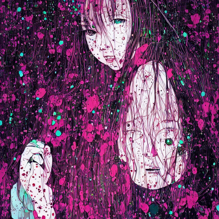 Prompt: a portrait of a girl by inio asano, beeple and james jean, hiroyuki takahashi color scheme, horror, terror