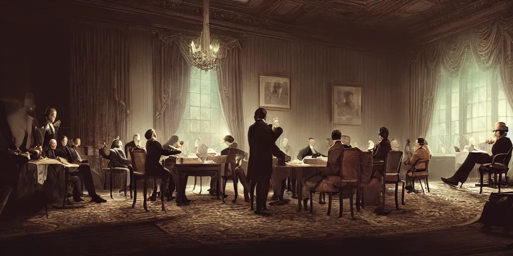 Image similar to five score years ago, a great american, in whose symbolic shadow we stand today, signed the emancipation proclamation. ultrafine colored illustration, hyperrealistic, cinematic atmosphere, intricate linework, sharp focus, octopath traveler, final fantasy, unreal engine highly rendered, global illumination, radiant light, intricate environment