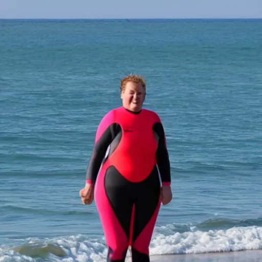 Image similar to most inflated woman on beach wearing wetsuit