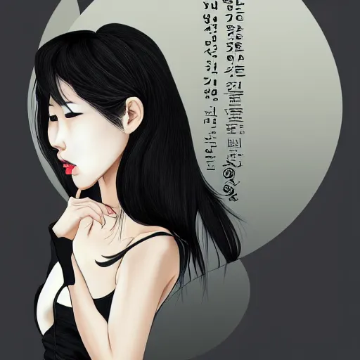 Image similar to portrait of a beautiful korean girl wearing a men's tuxedo, with short messy hair, men's haircut, angular features, angry expression, digital art, elegant pose, detailed illustration