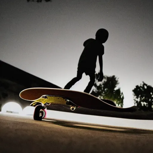 Image similar to skateboard, full moon, bokeh