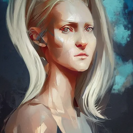 Prompt: Angelic beautiful girl with blond hair profile picture by Greg Rutkowski, asymmetrical, Organic Painting , Matte Painting, geometric shapes, hard edges, graffiti, street art, trending on the artstation:2 by Sachin Teng:4