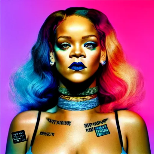 Image similar to album cover of Rihanna's next album, unique, creative, 4k, gorgeous!! colorful