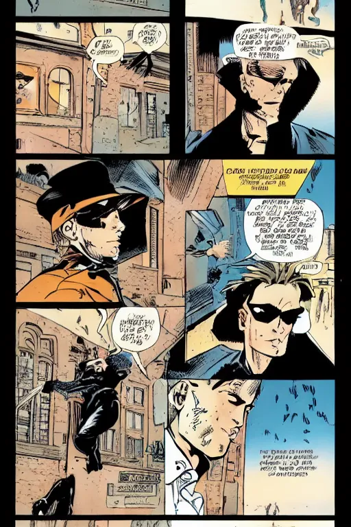 Prompt: corto maltese meets sandman, comic book page