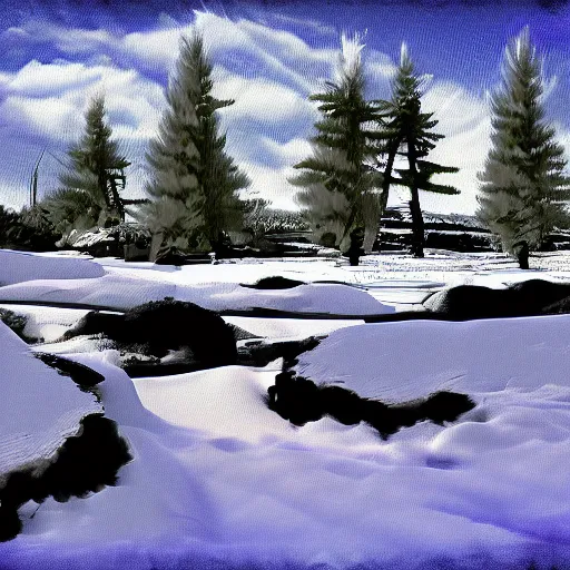 Prompt: Icepunk landscape digital art