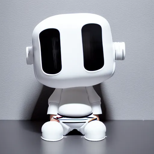 Image similar to an all white art vinyl figure with a microwave oven for a head, in the style of kidrobot, sket - one x iamretro, kenny wong x pop mart, space molly, frank kozik, guggimon, studio lighting, subsurface diffusion, 8 k - h 7 6 8