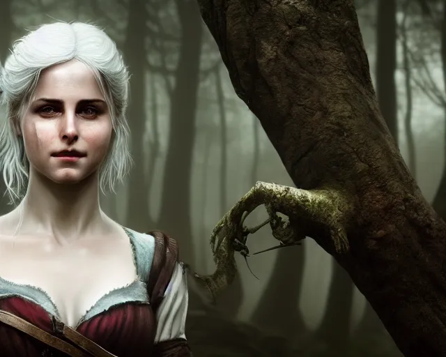 Prompt: 5 5 mm portrait photo of a real life ciri with a face scar, in a magical forest. dark atmosphere. art by greg rutkowski. highly detailed 8 k. intricate. lifelike. soft light. nikon d 8 5 0.