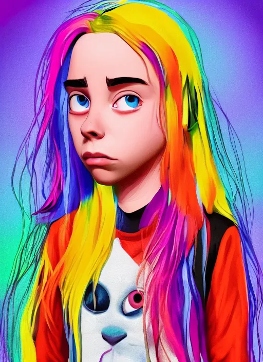 Image similar to Portrait of Billie Eilish in the style of 3D animated movies, Pixar, Dreamworks, 4K