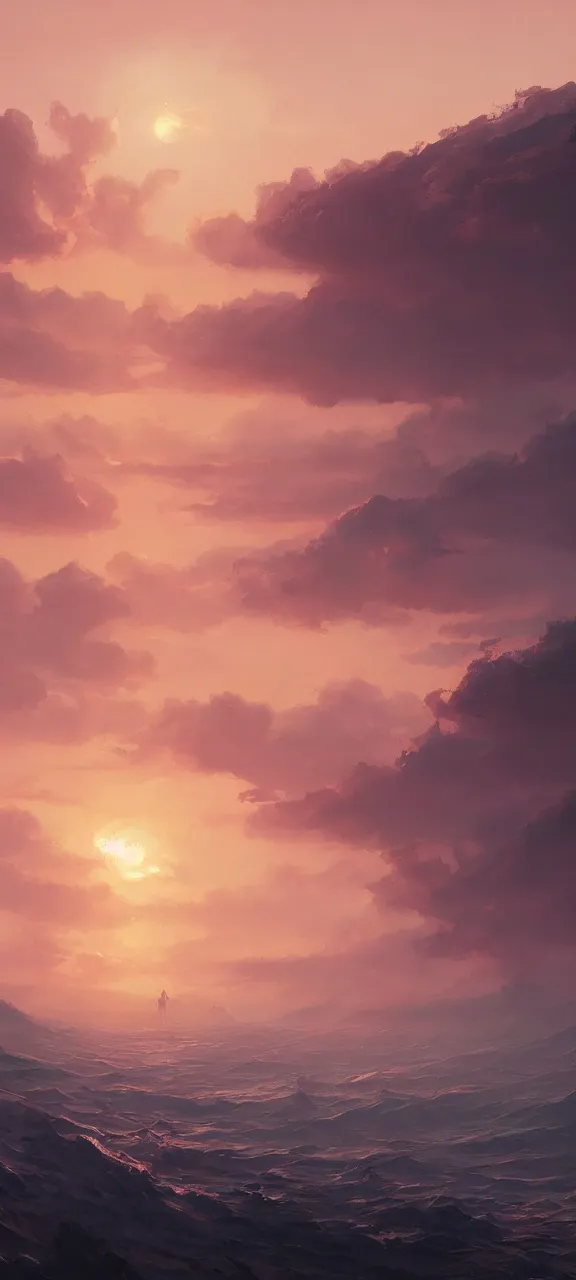 Image similar to A painting of a sunrise trending on artstation in the style of Greg Rutkowski