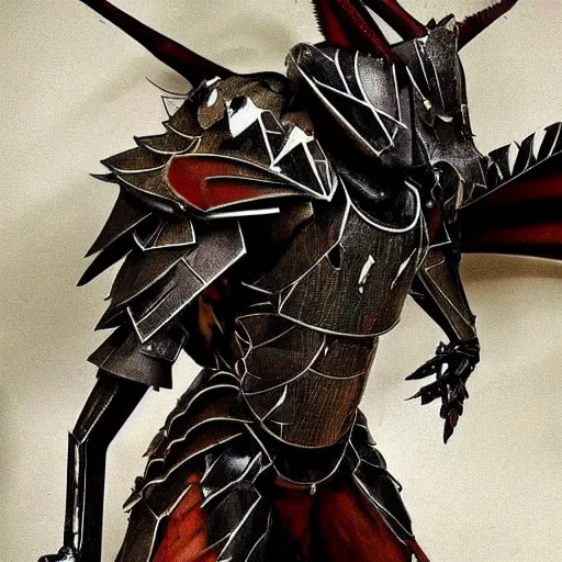 Image similar to A humanoid mosquito wolf, reminiscent of a winged medieval knight armor. Castlevania style.