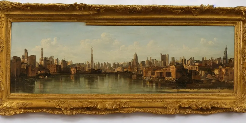 Image similar to stunning landscape painting of an city from 1 8 0 0