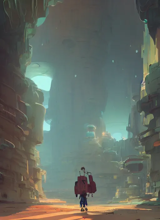 Image similar to underground tunnel in a canyon, nuclear powered, detailed, futuristic, cory loftis, james gilleard, atey ghailan, makoto shinkai, goro fujita, studio ghibli, rim light, exquisite lighting, clear focus, very coherent, plain background