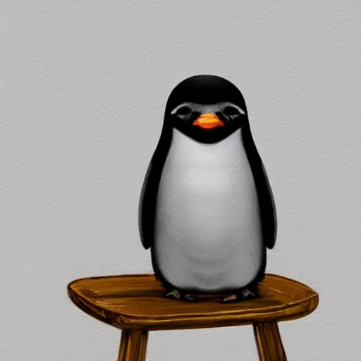 Prompt: digital art of a cute and small penguin! sitting outside on a chair at night while wearing sunglasses, detailed, trending on artstation, digital art, award winning art, detailed digital art, painting