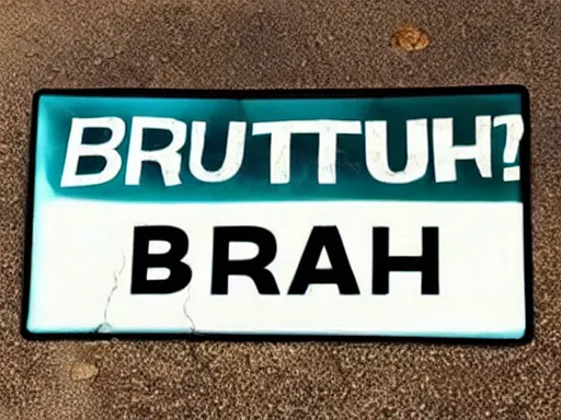 Image similar to a sign that says “BRUH”