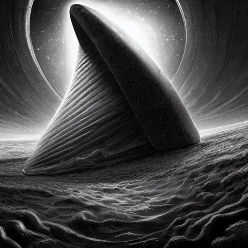 Image similar to digital painting of interstellar visitor in a biological spacecraft by filipe pagliuso and justin gerard, black and white, fantasy, highly, detailed, realistic, intricate