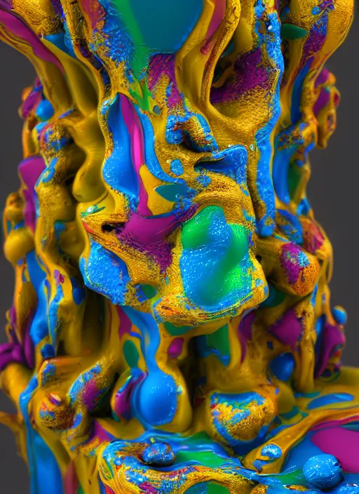 Image similar to 3D abstract resin miniature sculpture by Salvador Dali, psychedelic, abstractionism, realistic, 8K, Hyperrealism, Subsurface scattering, raytracing, Octane Render, Zbrush, simple background