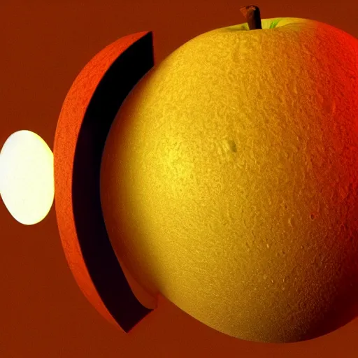 Image similar to 3 d render of an apple shaped moon