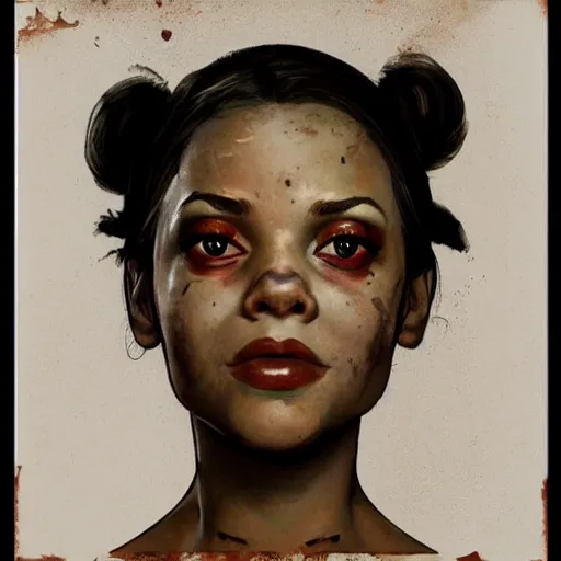 Prompt: frontal portrait of zoe from left 4 dead, by norman rockwell