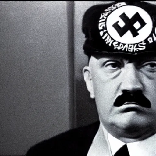 Image similar to A still of Hitler in a 1990s hip hop music video