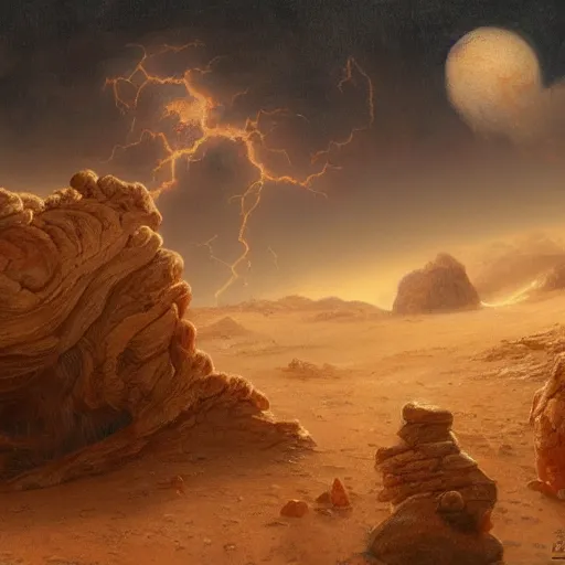 Prompt: UHD tonalism painting of Jack Black calling the lightning on Mars, by Antonio Caparo and Ferdinand Knab and Greg Rutkowski, UHD, photorealistic, trending on artstation, trending on deviantart