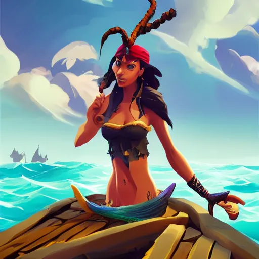 Image similar to jack the pirate mermaid on sea of thieves game avatar hero, behance hd by jesper ejsing, by rhads, makoto shinkai and lois van baarle, ilya kuvshinov, rossdraws global illumination