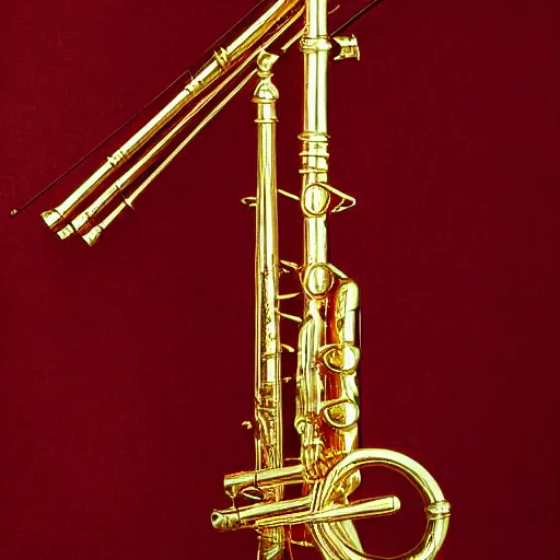 Image similar to studio photograph of a golden traverse flute