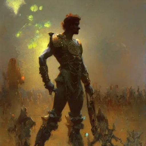 Prompt: the human enemy, painting by Gaston Bussiere, Craig Mullins