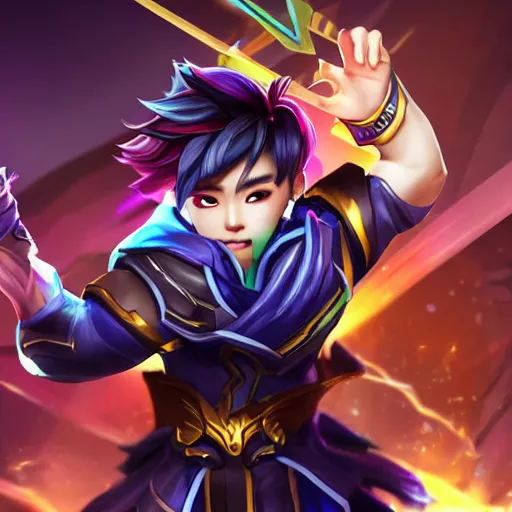 Image similar to xiumin from the band exo as a mobile legends hero, character design, full body, 8 k, high definition, extremely detailed, photo - realistic