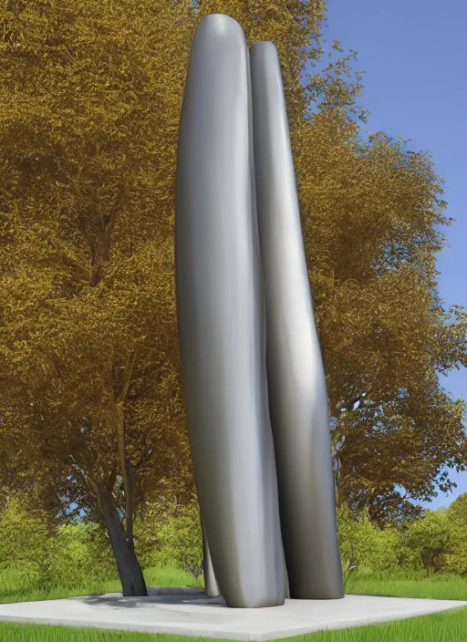 Prompt: highly detailed architecture render of a huge futuristic metallic stele sculpture standing in city park, archdaily, made in unreal engine 4