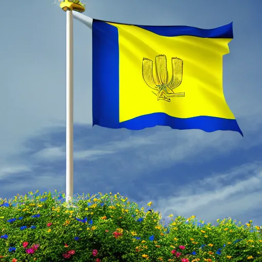 Prompt: concept art of ukraine flag with flower