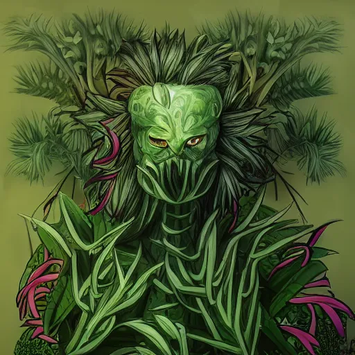 Prompt: a monster made of plants, anime art style, trending on art station