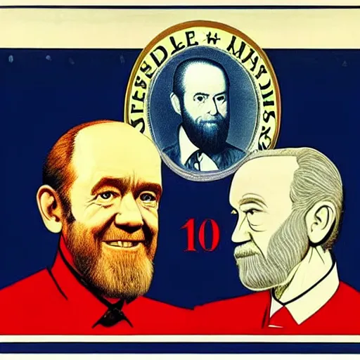 Prompt: george carlin as president of the united states, presidential portrait