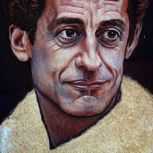 Image similar to a high quality and very detailed portrait of Nicolas Sarkozy, by Andrei Rublev