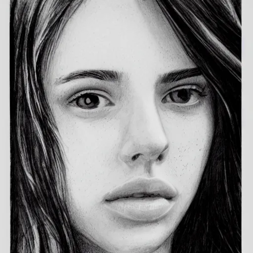 Prompt: beautiful young woman face with very light freckles on cheeks artist sketch closeup