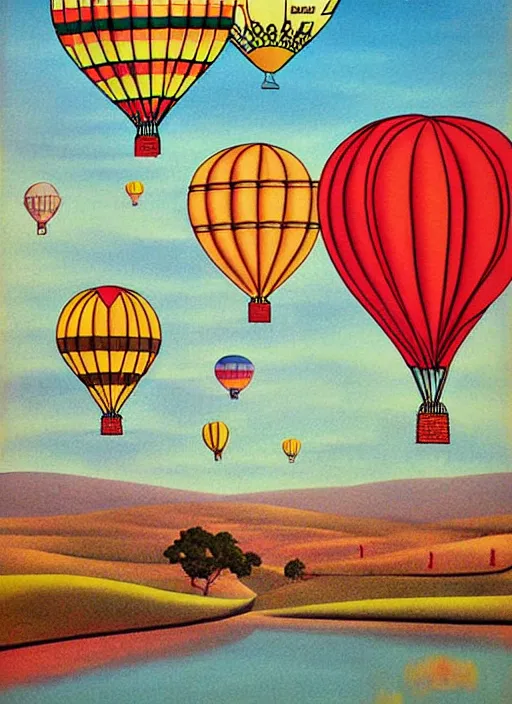 Image similar to turisk art modern poster hot air balloons