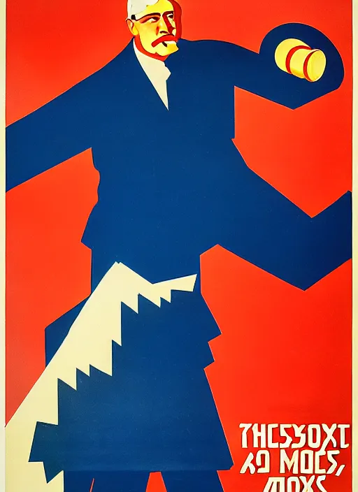 Image similar to soviet propaganda poster of phrase'avoid all boxes ', socialist realism