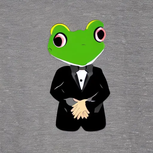 Image similar to frog wearing a black tie suit