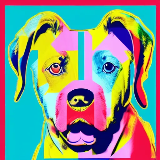 Image similar to a drawing of a dog in the style of andy warhol 8 k high detail award winning andy warhol