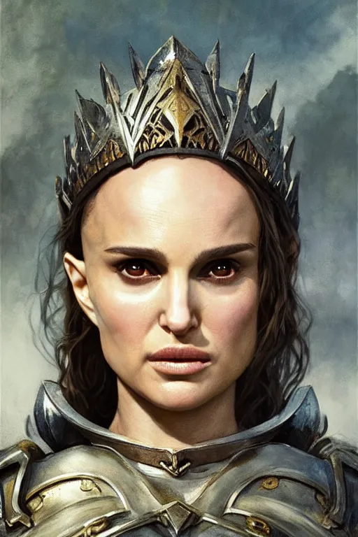 Image similar to natalie portman, legendary warrior, heroic, lord of the rings, tattoos, decorative ornaments, battle armor, by carl spitzweg, ismail inceoglu, vdragan bibin, hans thoma, greg rutkowski, alexandros pyromallis, perfect face, fine details, realistic shading photorealism