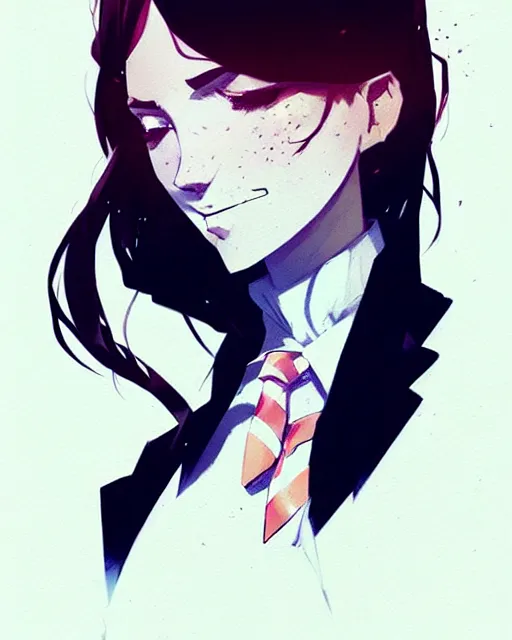 Image similar to a ultradetailed full body portrait of a woman dressed in a white shirt with a tie, by conrad roset, greg rutkowski and makoto shinkai trending on artstation