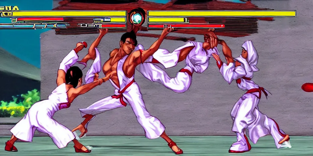 Prompt: Obama fighting against Mai Shiranui in King of the fighters 97, Gameplay, Screenshot, KOF97