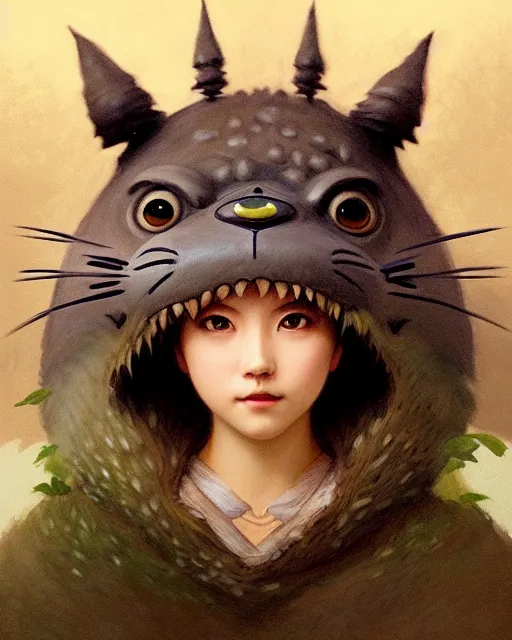 Prompt: real life portrait photo of totoro, intricate, elegant, highly detailed, digital painting, artstation, concept art, smooth, sharp focus, illustration, art by artgerm and greg rutkowski and fra angelico and alphons mucha