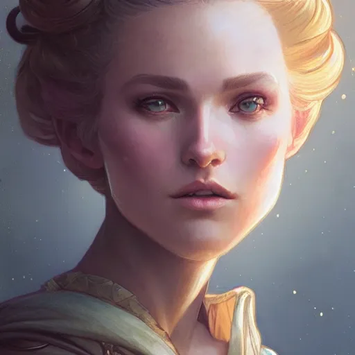 Image similar to character portrait by Magali Villeneuve and Steve Argyle,Livia Prima,Mucha,dress,fantasy art,beautiful,artstation,trending on artstation,intricate details,masterpiece