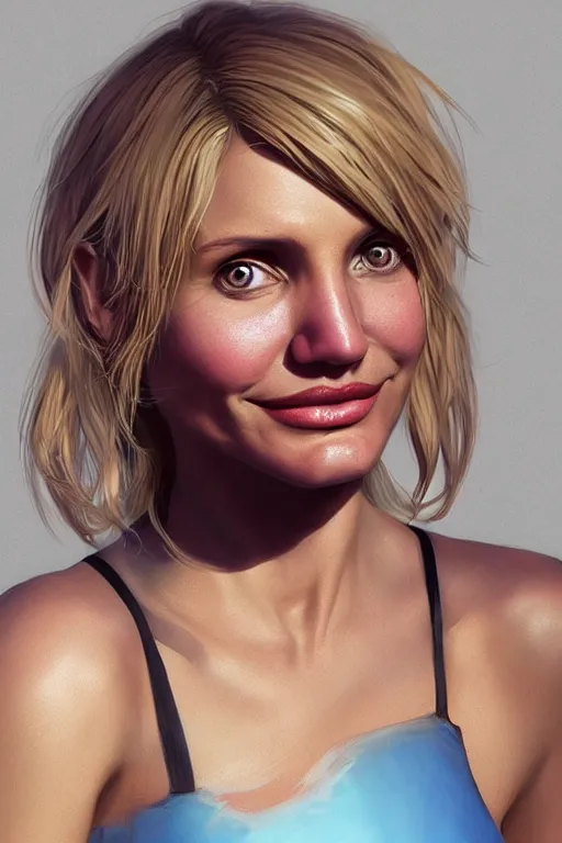 Image similar to super super super cute cameron diaz, Irakli Nadar, trending on artstation