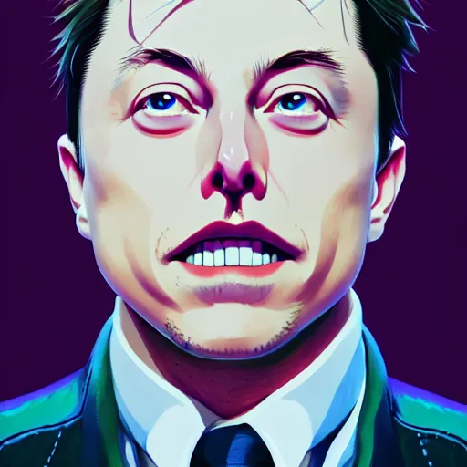 Image similar to portrait of a elon musk, artstation, cartoon, elegant, highly detailed, digital painting, concept art, smooth, sharp focus, illustration, art by studio ghibli, makoto shinkai, don bluth, fujita goro, jean giraud, atey ghailan, akihiko yoshida, tom whalen, anton fadeev 8 k