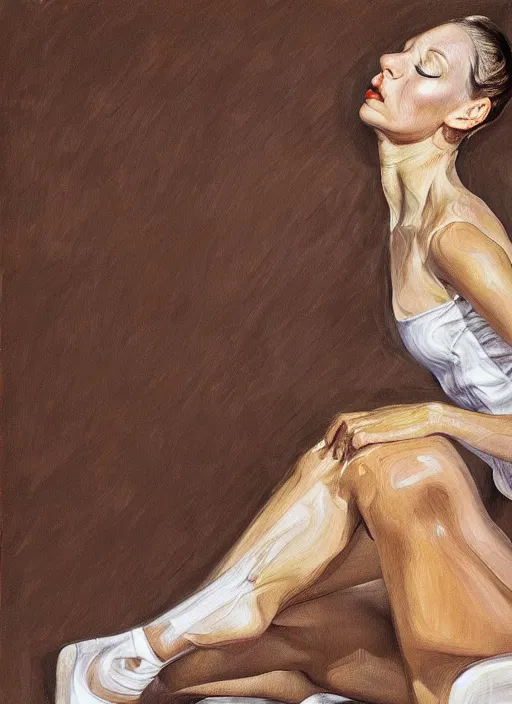 Image similar to high quality high detail painting by lucian freud, hd, exaggerated portrait of a ballerina, photorealistic lighting