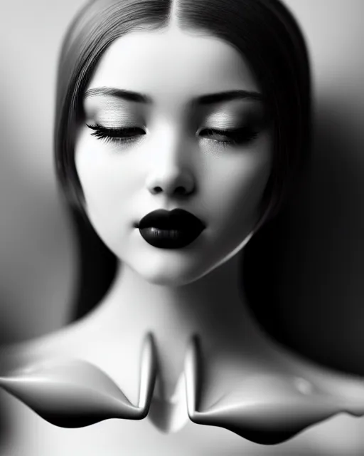 Image similar to black and white dreamy young beautiful female artificial intelligence, cinematic, rim light, photo - realistic, elegant, high detail, 8 k, masterpiece, photo taken in 1 9 3 0