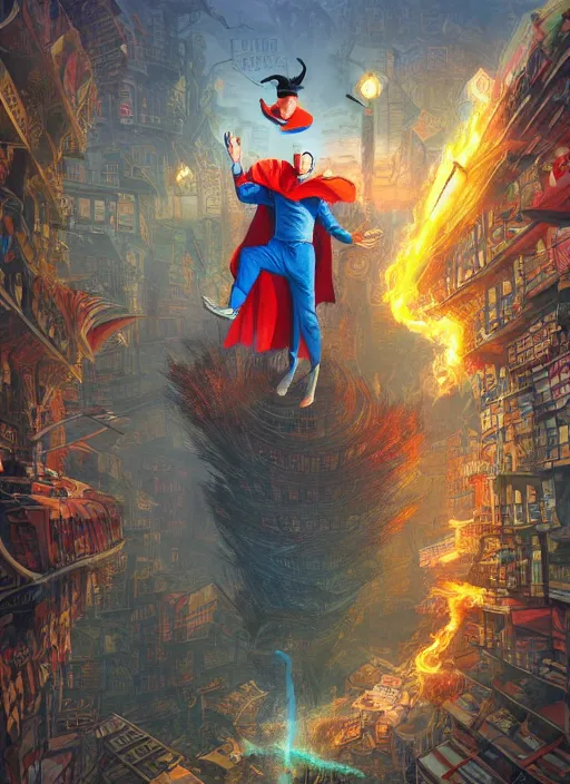 Prompt: the third first image on the scattered absurdity server, dr seuss, and dr strange, very pretty, portal hopping and time warping with wild reckless abandon, dramatic atmosphere, photo realistic, hyperrealism, by Greg rutkowski, Jacek Yerka, Dan Mumford