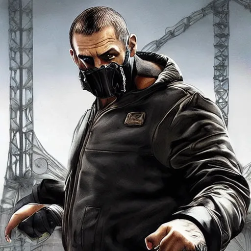 Image similar to niko bellic with bane mask