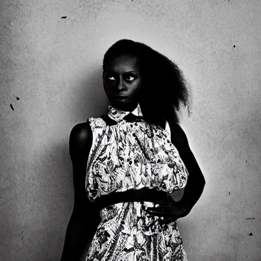 Prompt: a photo of a black woman, lindsay adler photography, high contrast, highly detailed, dreamy, bright